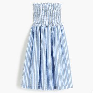 J.Crew smocked strapless beach dress in seersucker